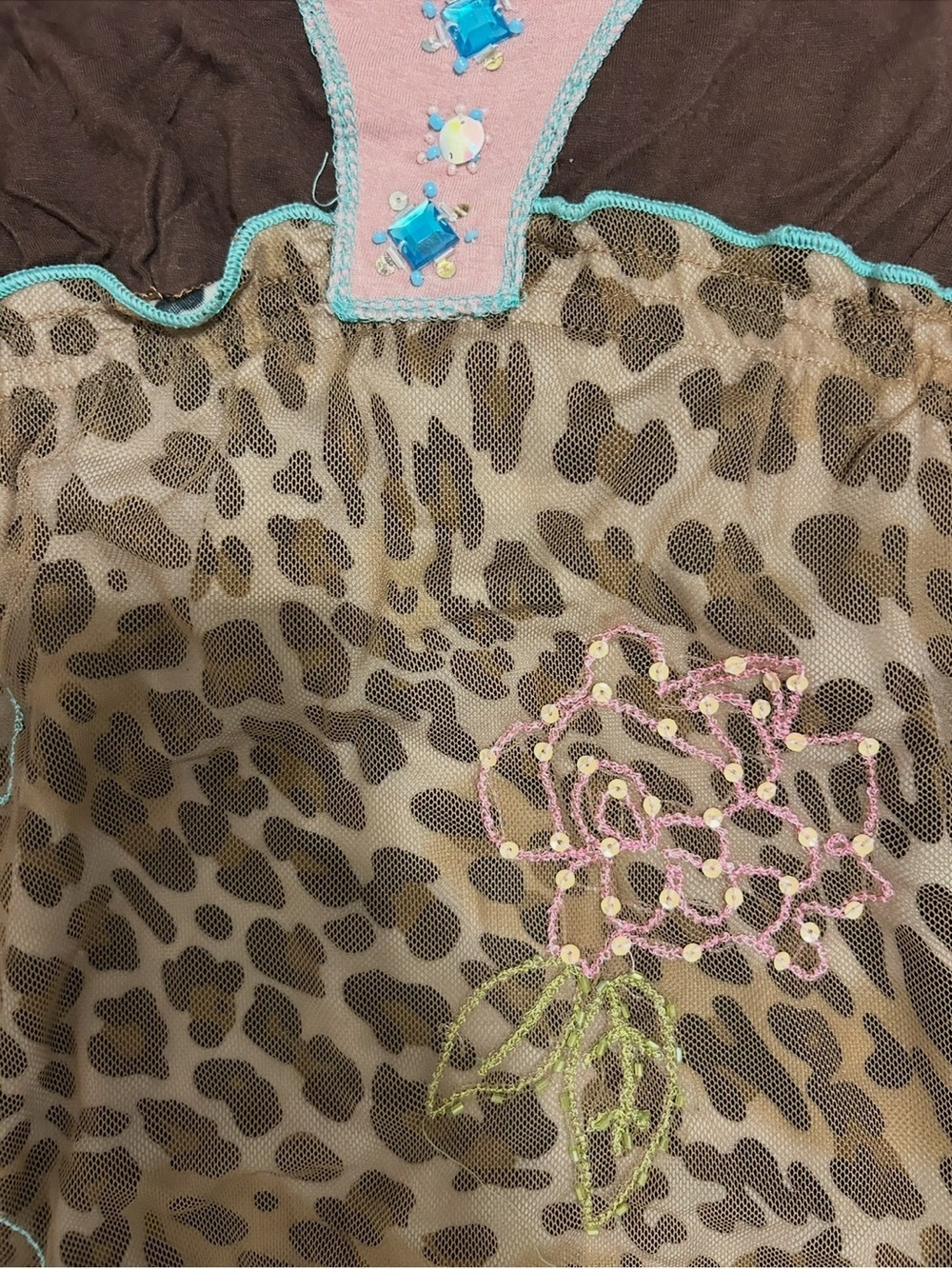 Urban Mango Leopard Floral Embroidered Boho Tunic Dress Size L - Picture 6 of 8